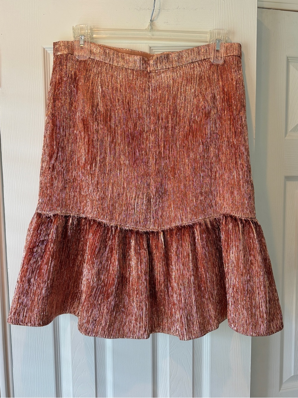 J. Crew Metallic Rose Gold Fluted Skirt NWT sz 16 - Picture 2 of 7